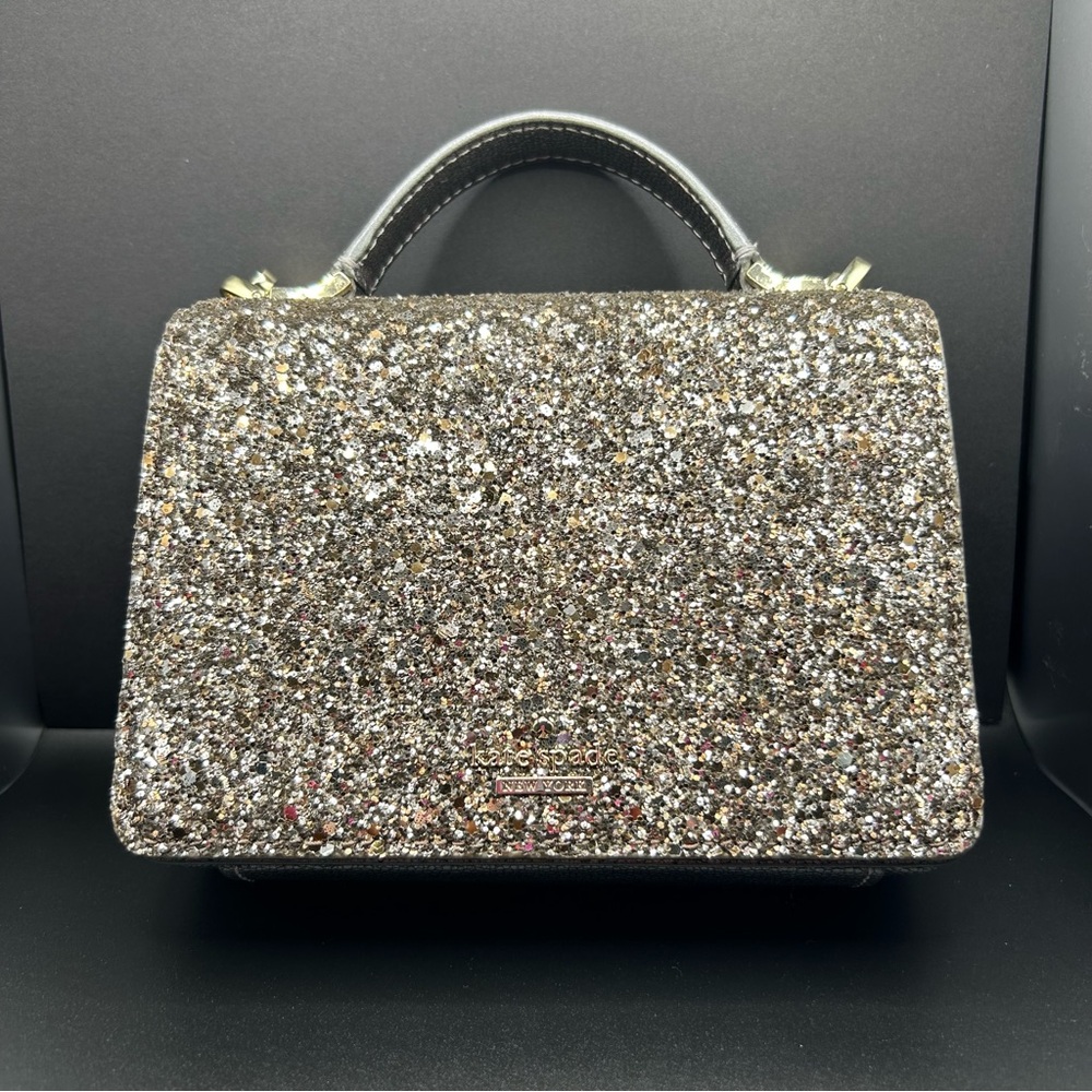 Kate Spade ♠️ Glitter Top Handle Crossbody Satchel in Pewter